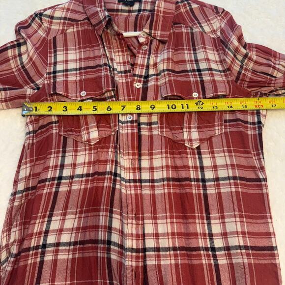 PAIGE Women's Mya Plaid Flannel Tartan Button Down Shirt Cedar Cream Blue Size S - Picture 4 of 5